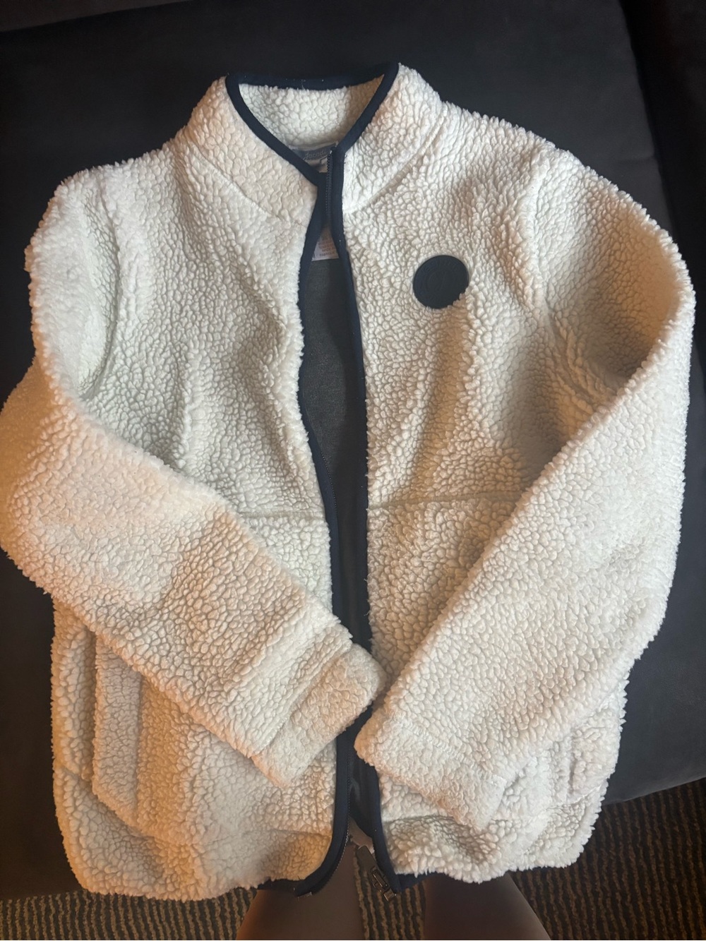 Like new! Jacadi kids Cream Sherpa Fleece Jacket - Cozy Zip-Up! Size 12!